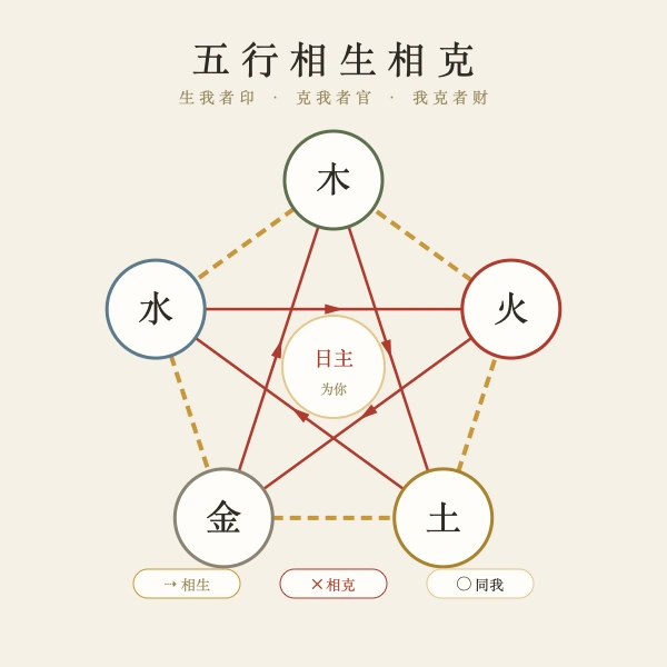 五行相生相克与方位对应图