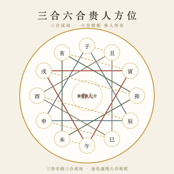 生肖三合六合贵人方位图