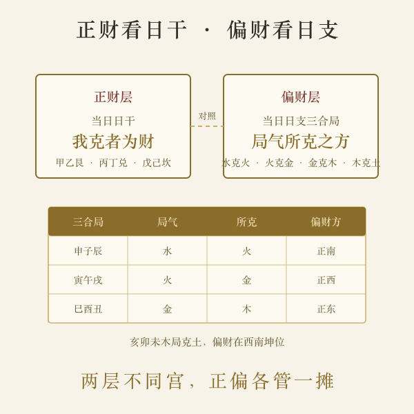 正财与偏财两条方位线对照示意图