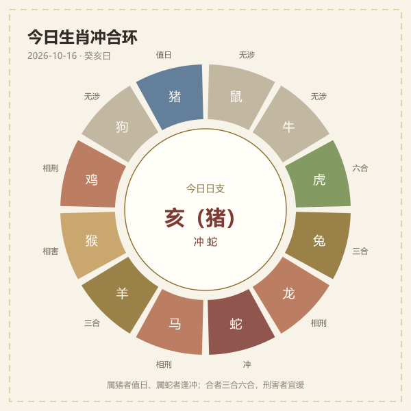 十二生肖与今日日支冲合关系图
